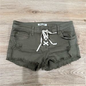 Billabong Army Green Distressed Lace-up Shorts (Size 25)